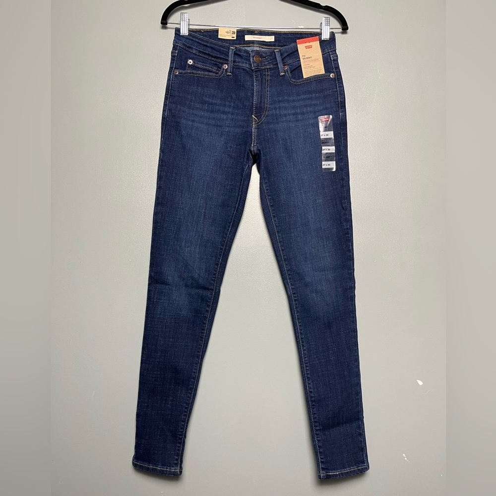 NWT Levi's 711 Mid Rise Skinny Jeans Dark Blue   Stretch Denim Women’s 27 x 30